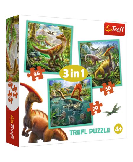 TREFL PUZZLE 3W1 NIEZWYKŁY ŚWIAT DINOZAURÓW
