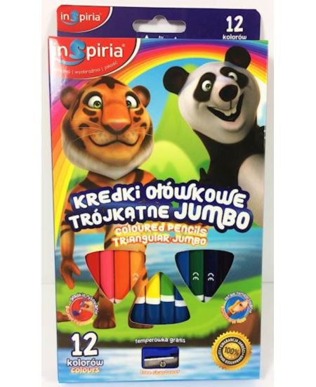 INSPIRIA - KREDKI TRÓJKĄTNE JUMBO 12-KOL