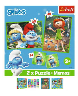 TREFL PUZZLE 2W1 MEMORY WESOŁE ZABAWY SMERF