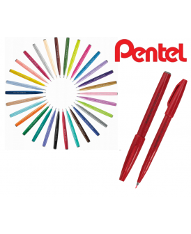 PENTEL PISAK  DO KALIGRAFII BRUSH CZERWONY