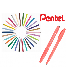 PENTEL PISAK  DO KALIGRAFII BRUSH KORALOWY