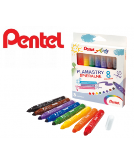 PENTEL FLAMASTRY SPIERALNE 8 KOLORÓW