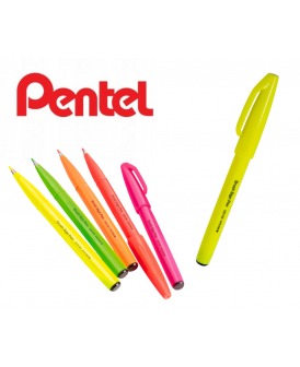 PENTEL PISAK  DO KALIGRAFII BRUSH FLUO ŻÓŁTY