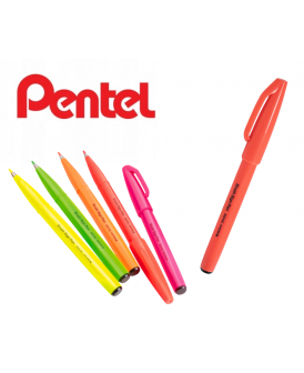 PENTEL PISAK  DO KALIGRAFII BRUSH FLUO CZERWONY