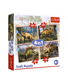 TREFL PUZZLE 4W1 35,48,58,70 EL CIEKAWE DINOZAURY