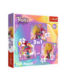 TREFL PUZZLE 3W1 TROLLE POZNAJ WESOŁE TROLLE