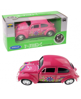WELLY 1:34 VOLKSWAGEN THE BEETLE RÓŻOWY PEACE